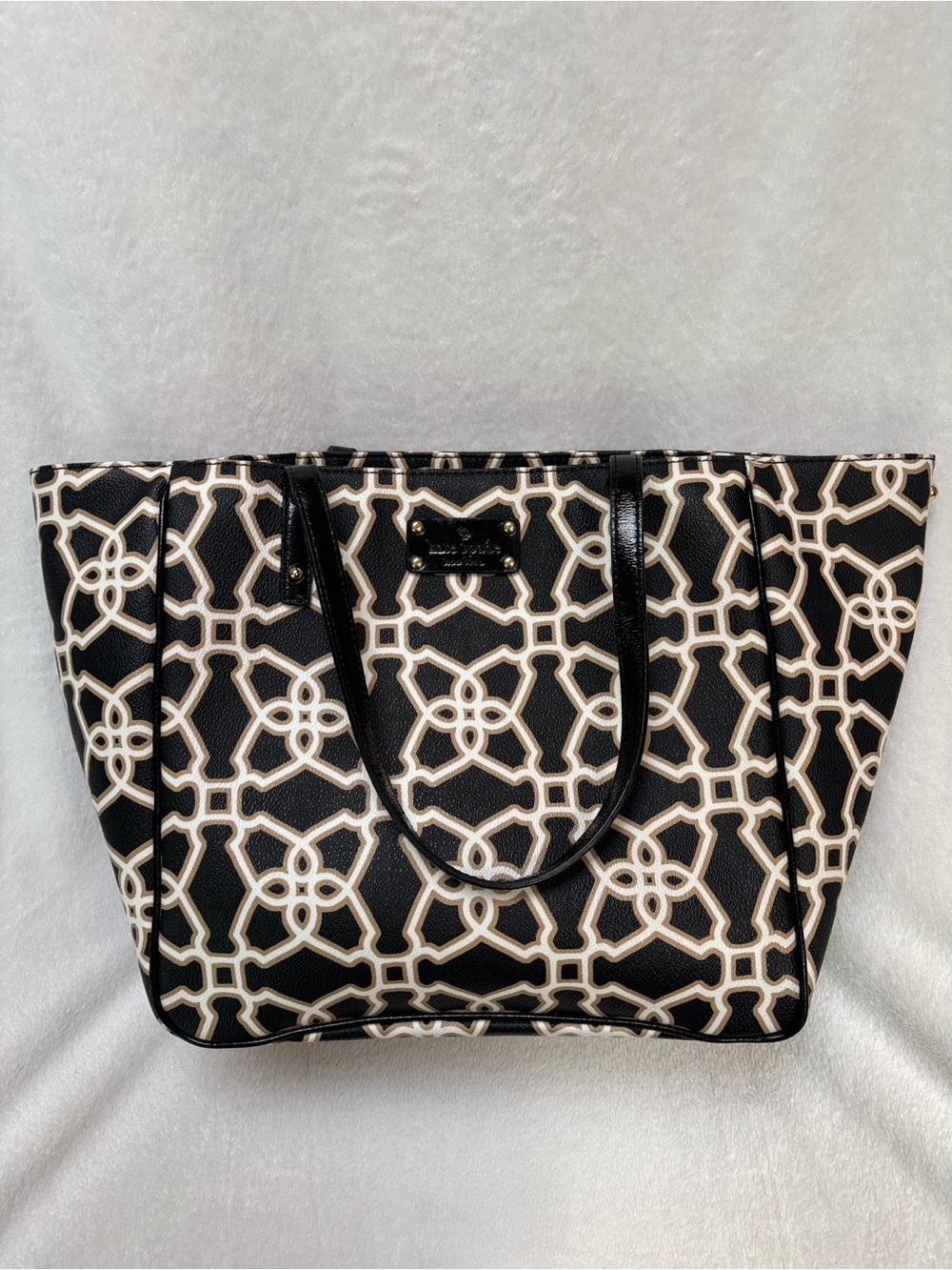 kate spade Black and Cream Geometric Pattern Tote